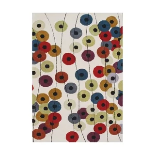 The Whimsical Colorful Alliyah Dotted Circles Yellow Wool Lively Motif Floor Rug (9' x 12')