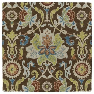 Anabelle Chocolate Floral Hand-Tufted Wool Rug (7'9 x 7'9 Square)