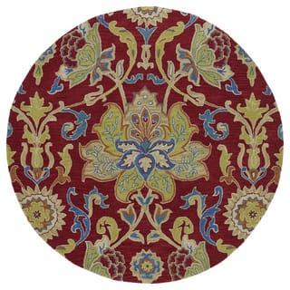 Anabelle Red Floral Hand-Tufted Wool Rug (11'9 x 11'9 Round)