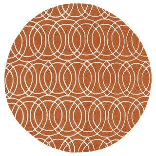 Cosmopolitan Circles Orange/Ivory Hand-Tufted Wool Rug (11'9 Round)