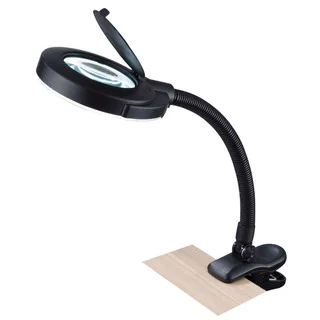 Normande Lighting GP3-660 16.5-inch Black 12 Watt Daylight Clip On Lamp with Magnifier