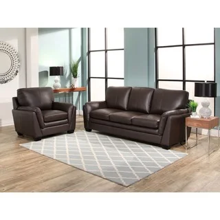 Abbyson Bella Top-grain Leather Sofa and Armchair