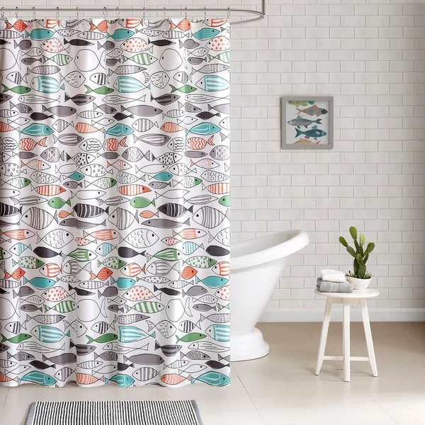 HipStyle Madfish Cotton Shower Curtain