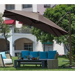 Abba Patio Polyester 10' Square Easy-open Offset Outdoor Umbrella Parasol With Cross Base