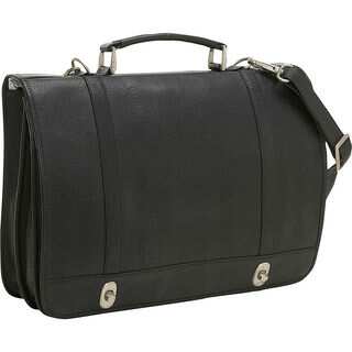LeDonne Twist Lock Flap-over Leather Briefcase