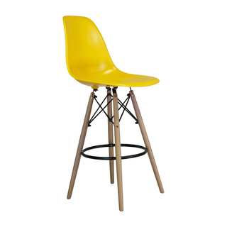 Eames Style Yellow Counter Stool, Mid-century Modern