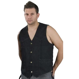 Men's Classic Snap-front Side-lace Black/Blue Denim Vest