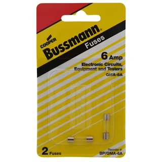 Bussman BP/GMA-6A 6 Amp Glass Tube Fasting Acting Electronic Fuse (Set of 2)