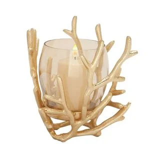 Awesome Aluminum Glass Gold Candle Holder