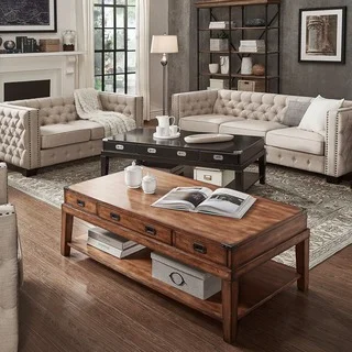 SIGNAL HILLS Lonny Wood Storage Accent Campaign Coffee Table