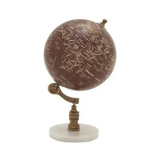94447 Charming Wood Metal Marble Globe