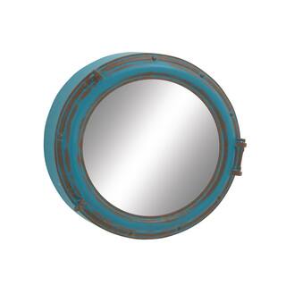 Round Wood Metal Wall Mirror 24 inches deep