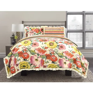 Watercolor Floral 3-piece Comforter Set