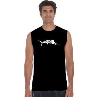 Men's 'Gone Fishing' Marlin Cotton Sleeveless T-shirt