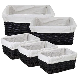 Modish And Useful 5-Piece Willow Utility Basket By Entrada