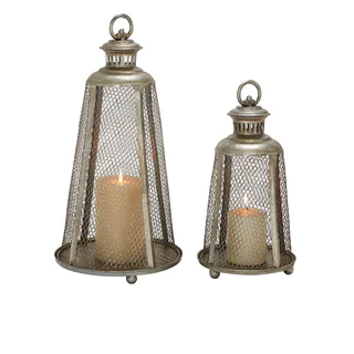 (Set Of 2) Exceptionally Designed Metal Candle Lanterns