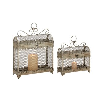 (Set Of 2) Enticing And Unique Styled Metal Candle Lantern