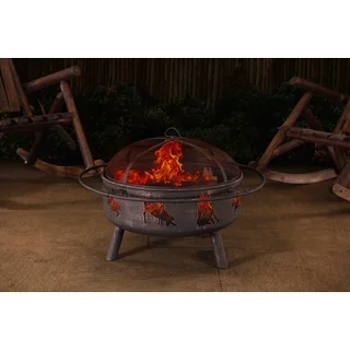Sunjoy Winona Black Steel 31.89-inch x 31.89-inch x 22.44-inch Outdoor Fire Pit