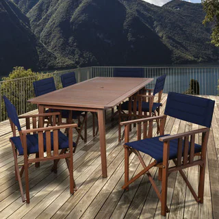 Amazonia Orlando Blue 7-piece Rectangular Patio Dining Set