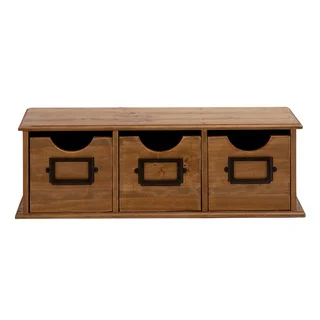 Natural Finish Wood 3-drawer Tabletop File Cabinet