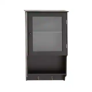 Contemporary Grey Wood and Glass 12-inch x 2.5-inch x 20-inch Wall Cabinet