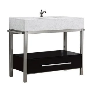Denali Collection Black or Grey Espresso Maple, Marble and Steel Vanity Floor Cabinet