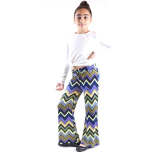 Girl's Multicolored Polyester/Spandex Jersey Palazzo Pants