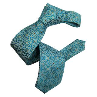 Dmitry Men's Italian Teal Patterned Silk Tie