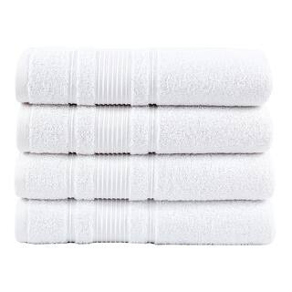 Berrnour Home Solomon Collection Bordered Design 27 inches X 52 inches Luxury Bath Towel (set of 4)