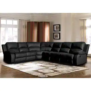 Classic Oversize and Overstuffed Corner Bonded Leather Sectional with 2 Reclining Seats