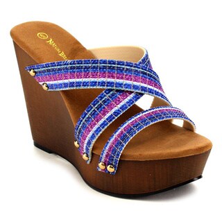 Beston Women's Multicolored Strappy Wedge Sandals