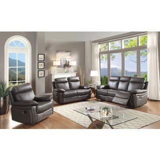 Ryker Contemporary Leather 3-piece Sofa Set with 5 Recliners