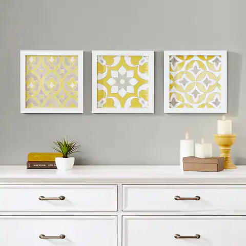 Madison Park Patterned Tiles Distressed Medallian 3-piece Wall Decor Set