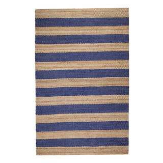 Jani Mona Blue Striped Jute Rug (4' x 6')