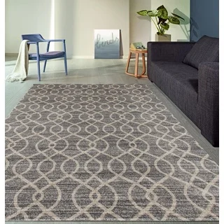 Modern Trellis High Quality Soft Gray Area Rug (7'10 x 10'2)