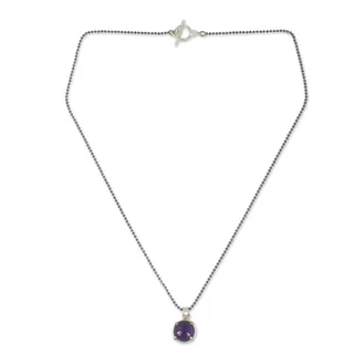 Handcrafted Gold Overlay 'Bold Moon' Amethyst Necklace (Thailand)