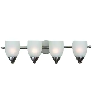 Ann Brushed Nickel Finish 4-light Vanity Light Fixture with White Etched Glass