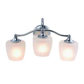 Eva Chrome Finish 3-light Vanity Light Fixture with Frosted Crackle Glass