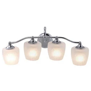 Eva Chrome Finish 4-light Vanity Fixture with Frosted Crackle Glass