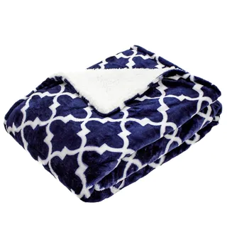 Gatework Navy Micro Mink Baby Blanket with Sherpa Back