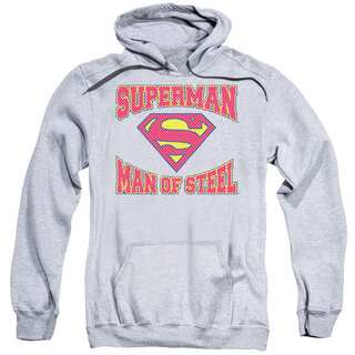 Superman/Man Of Steel Jersey Adult Pull-Over Hoodie in Athletic Heather