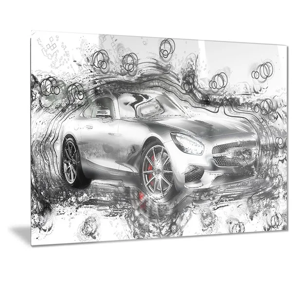 Designart Abstract Grey Luxury Car Metal Wall Art