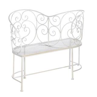 Friendly White Metal Outdoor Bench