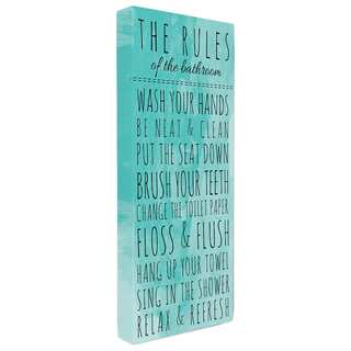 'The Rules' Turquoise Wooden Stretched Canvas Wall Art