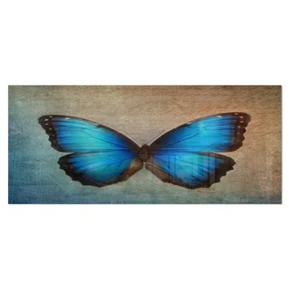 Designart 'Blue Vintage Butterfly' Floral Metal Wall Art