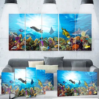 Designart 'Colorful Coral Reef with Fishes' Seascape Photo Metal Wall Art