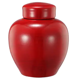 Stria 7-inch x 7.5-inch Crimson Round Lidded Jar