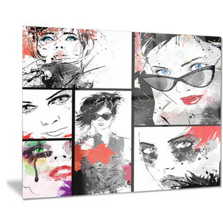 Designart 'Beautiful Faces Collage' Portrait Digital Art Metal Wall Art