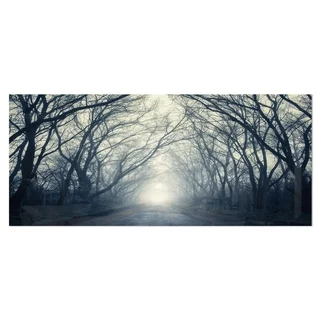 Designart 'Dark Autumn Forest in Fog' Modern Photography Metal Wall Art