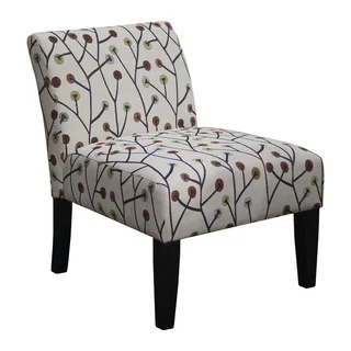 Slipper Printed Polyester Upholstered Espresso-finish Wood Armless Accent Chair